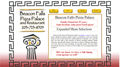 Desktop Screenshot of beaconfallspizzapalace.com